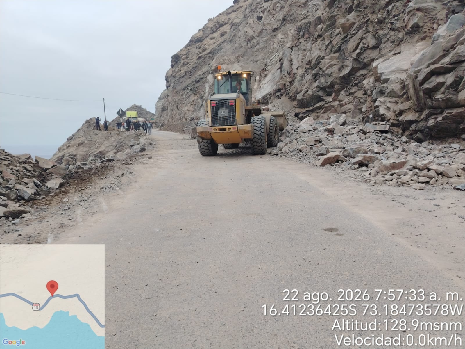 Tránsito restringido en La Panchada, en la Panamericana Sur, en Arequipa. Foto: Provías Nacional.