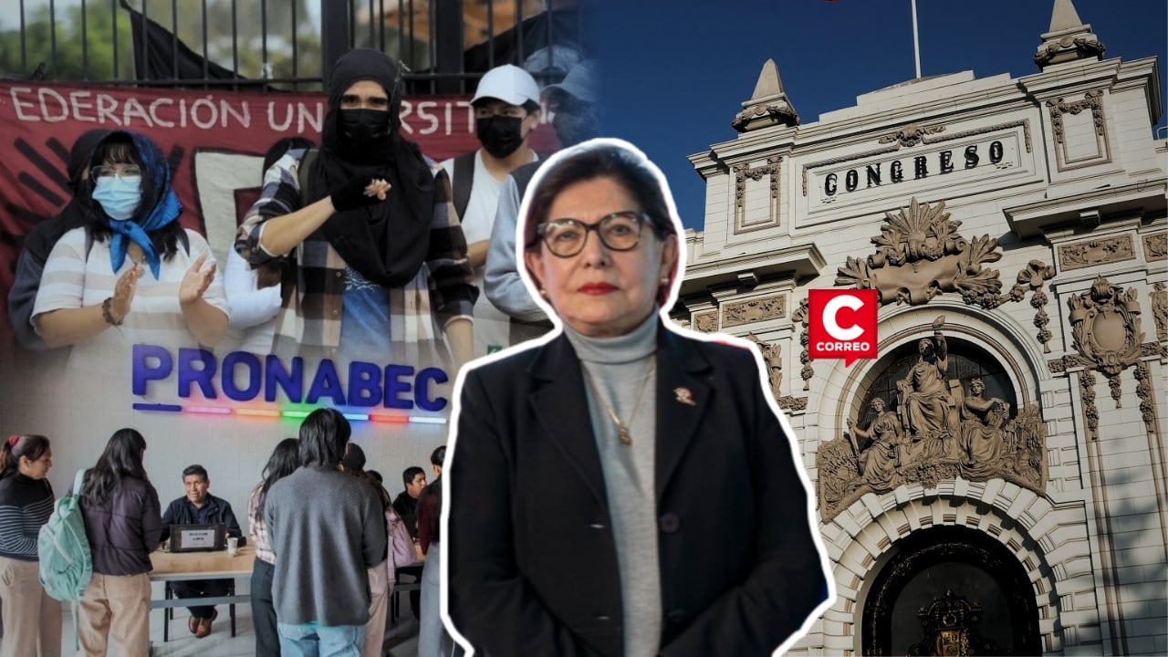 Ministra de Educación llegó al Congreso para responder por las protestas universitarias y falta de becas. Composición: Diario Correo.