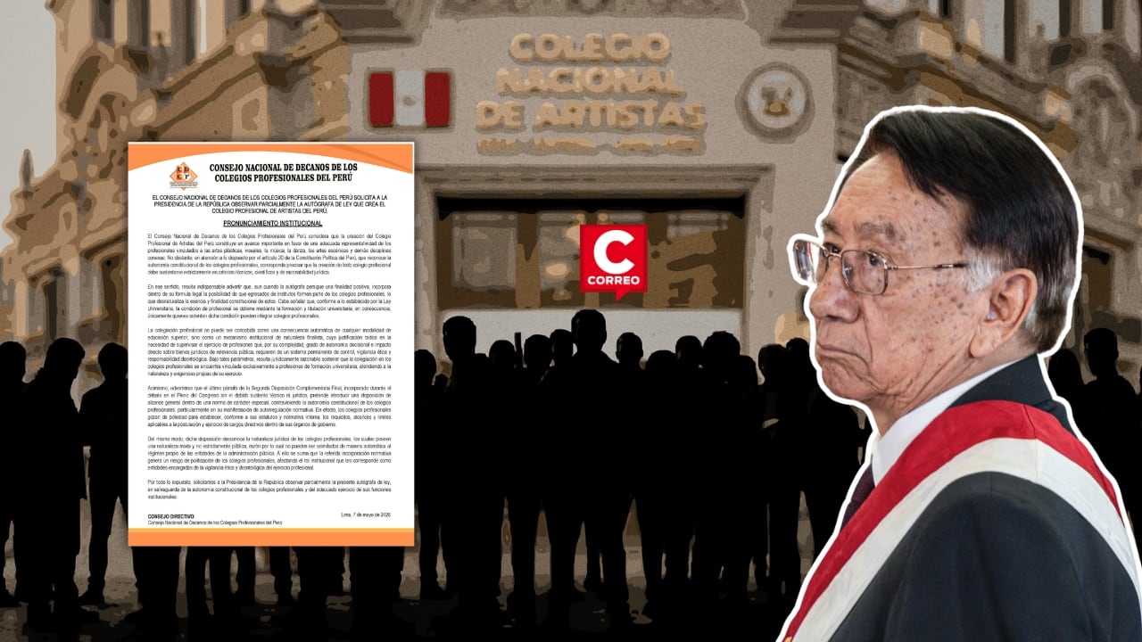 Decanos del Perú piden a Balcázar observar ley que limita cargos en colegios profesionales. Composición: Diario Correo.