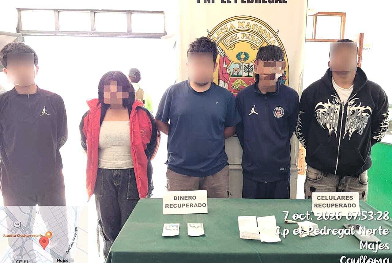 Arequipa: Capturan a cinco personas por asaltar a mototaxista en Majes, entre ellos tres menores