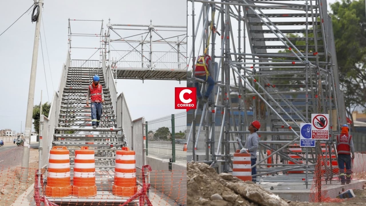 Vía Expresa Sur: MML inicia instalación de puentes peatonales provisionales tras 5 meses de reclamos. Composición: Diario Correo.