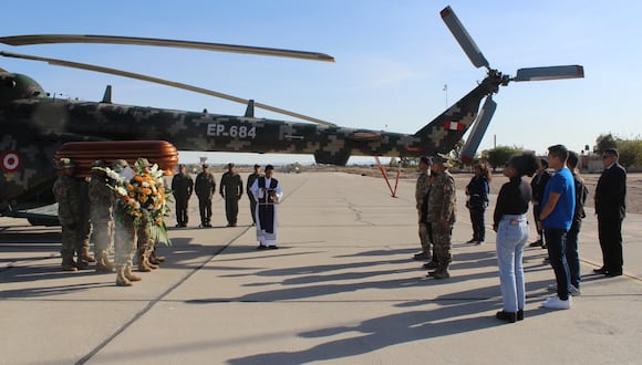 Un helicóptero de la Fuerza Aérea del Perú trasladó a Lima los restos del congresista. (Foto: Difusión)