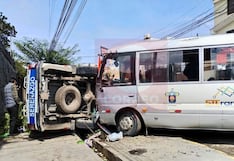 Arequipa: Unidad de Serenazgo se vuelca tras ser impactada por bus del SIT en Cerro Colorado