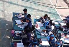 Arequipa: Escolares del colegio José Luis Bustamante y Rivero estudian en el patio