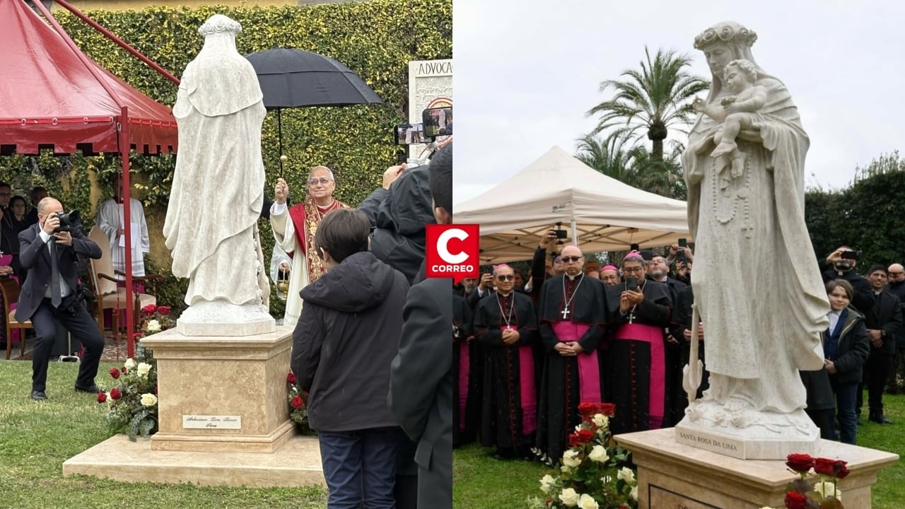 Papa León XIV destaca lazos de fe entre Perú y Santa Sede en inauguración de estatua de Santa Rosa de Lima. Composición: Diario Correo.