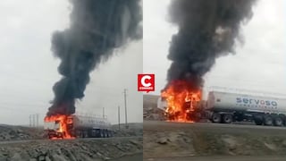 Áncash: camión cisterna se incendió en la Panamericana Norte y generó alarma en Samanco (VIDEO)