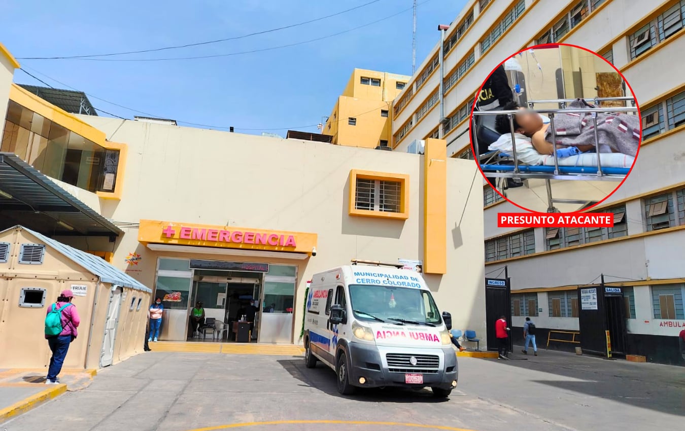 Sobrevivientes permanecen estables en hospital de Arequipa, pero también el presunto atacante está internado en el mismo nosocomio. Foto: Composición GEC.
