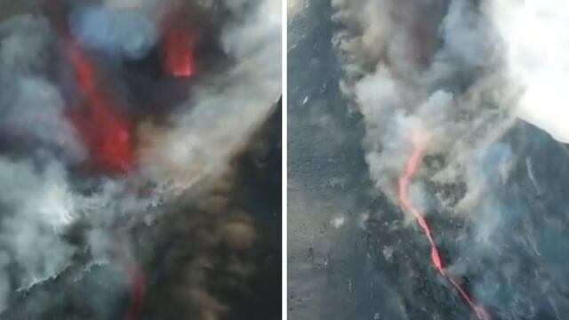 España: Se rompe el cono del volcán en La Palma y la lava se dirige hacia el mar (VIDEO)