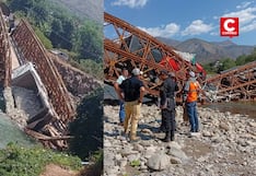 Apurímac: Puente Pampatama colapsa y deja dos volquetes atrapados entre los restos de la estructura
