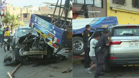 San Juan de Miraflores: Choque de camioneta y camión deja un conductor herido