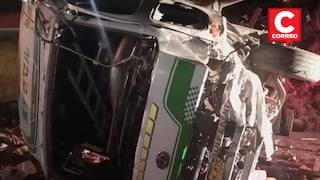 Jauja: Camión se despista y vuelca quedando destrozado y conductor resulta ileso
