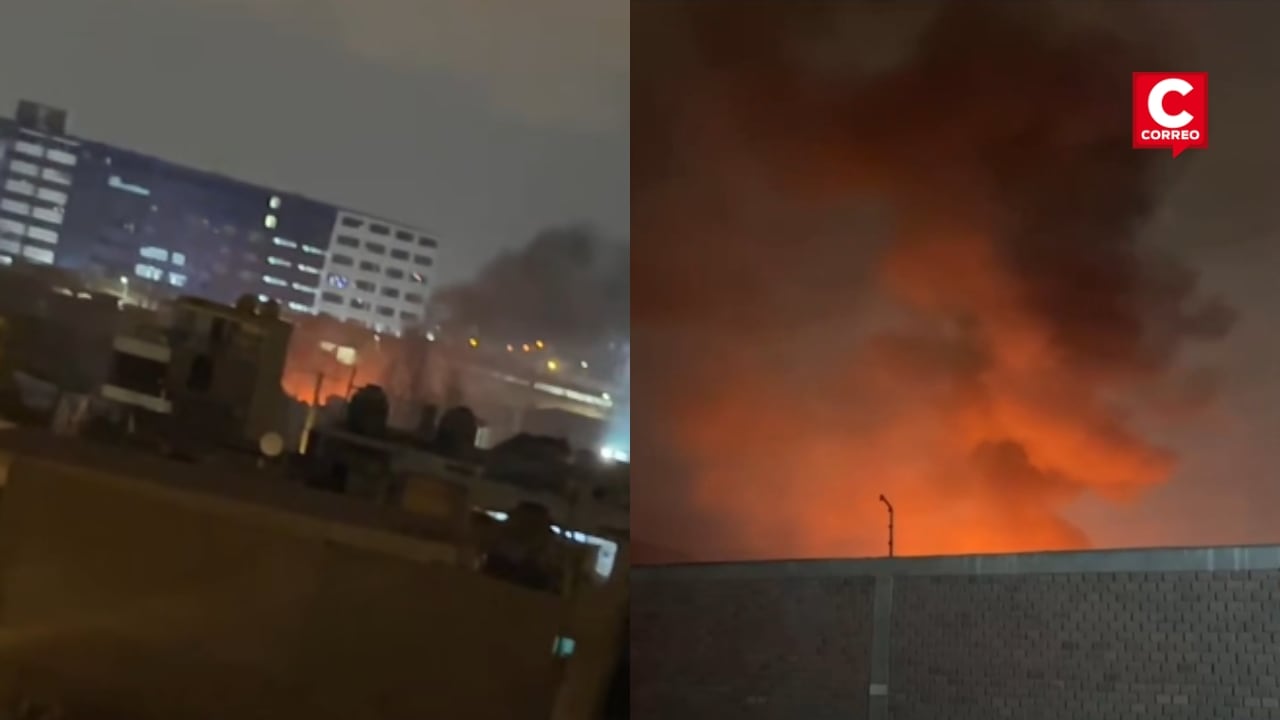 Los Olivos: incendio en fábrica Yobel se reactiva cinco días después y bomberos trabajan para controlar las llamas. Composición: Diario Correo.
