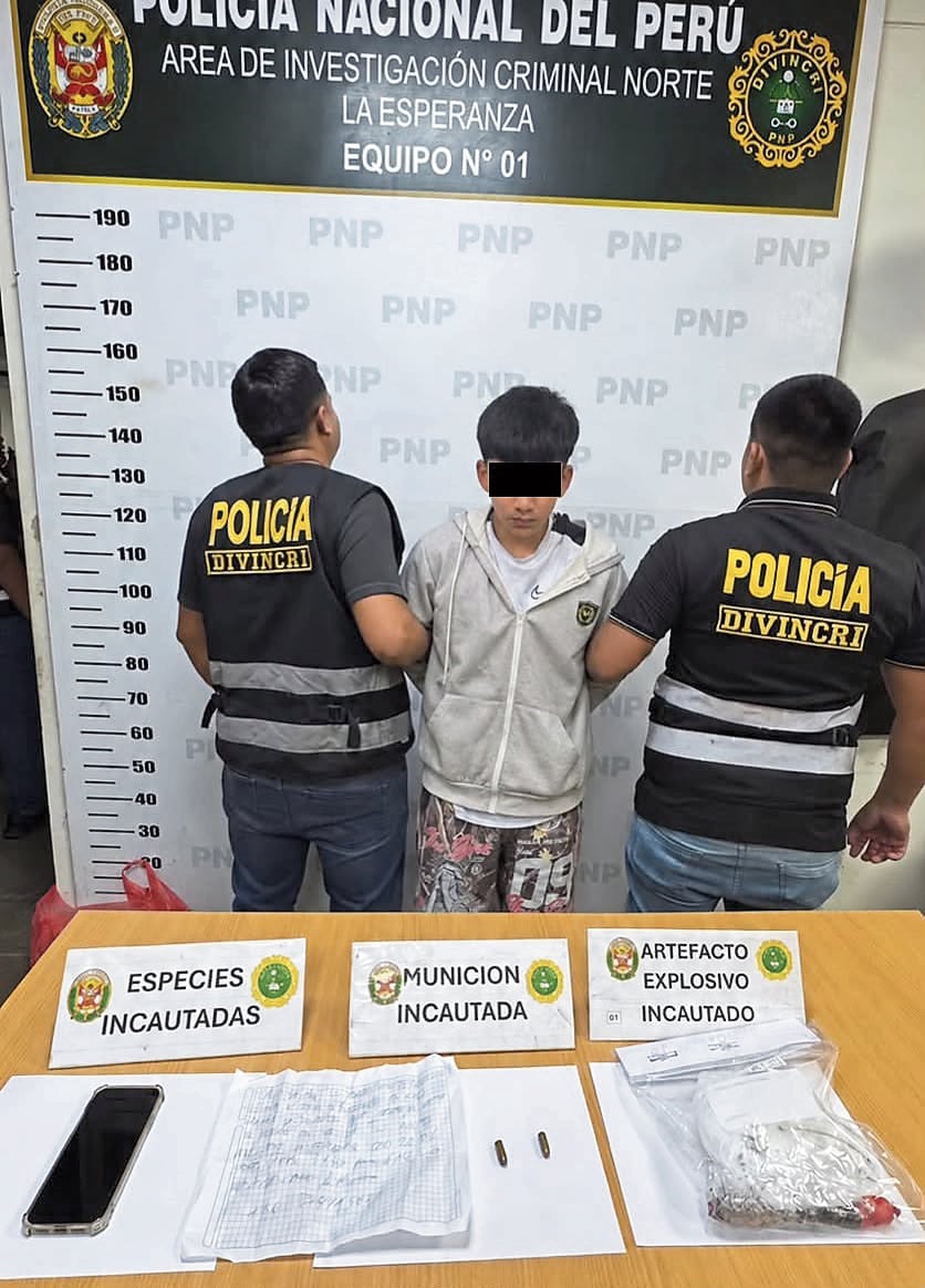 Apodado “Chiquillo Moisés” había sido detenido con carta extorsiva, dos municiones y un aparato explosivo en el distrito de La Esperanza.
