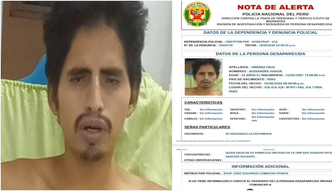 Ica: joven de 25 años diagnosticado con esquizofrenia lleva diez días desaparecido