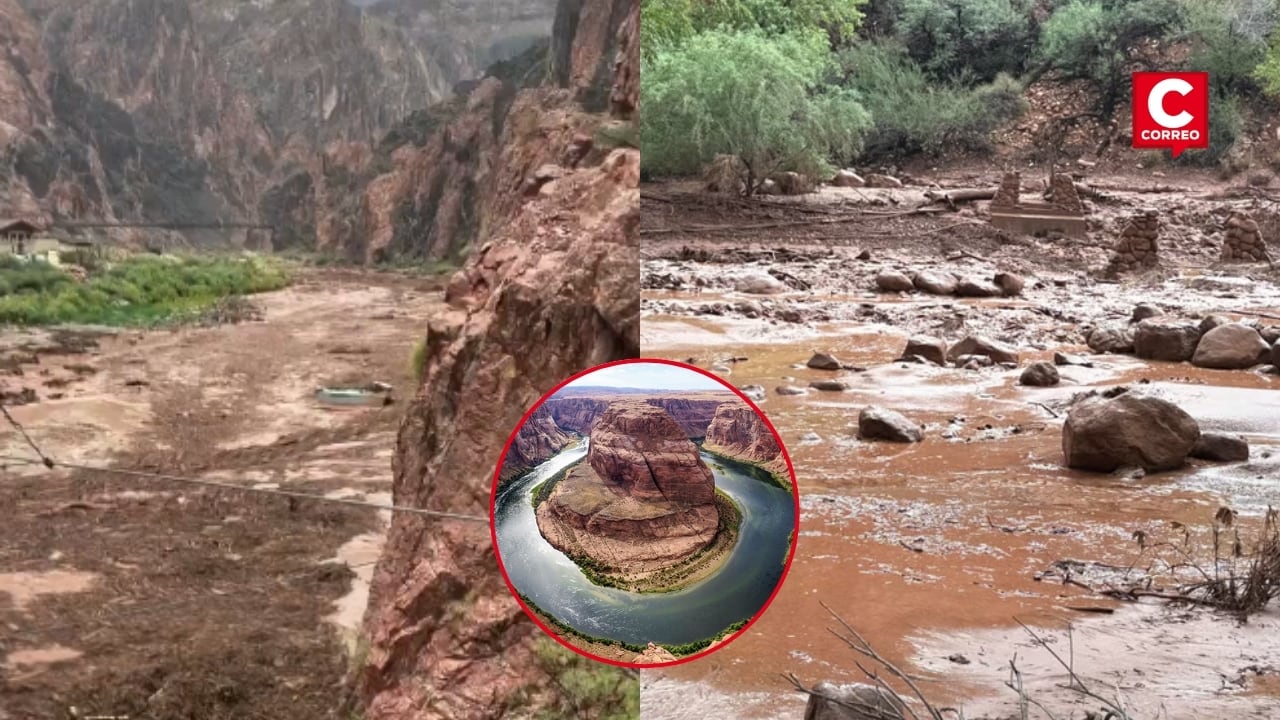 EE.UU: inundaciones en el Gran Cañón obligan a evacuar a decenas de turistas en Arizona. Composición: Diario Correo.