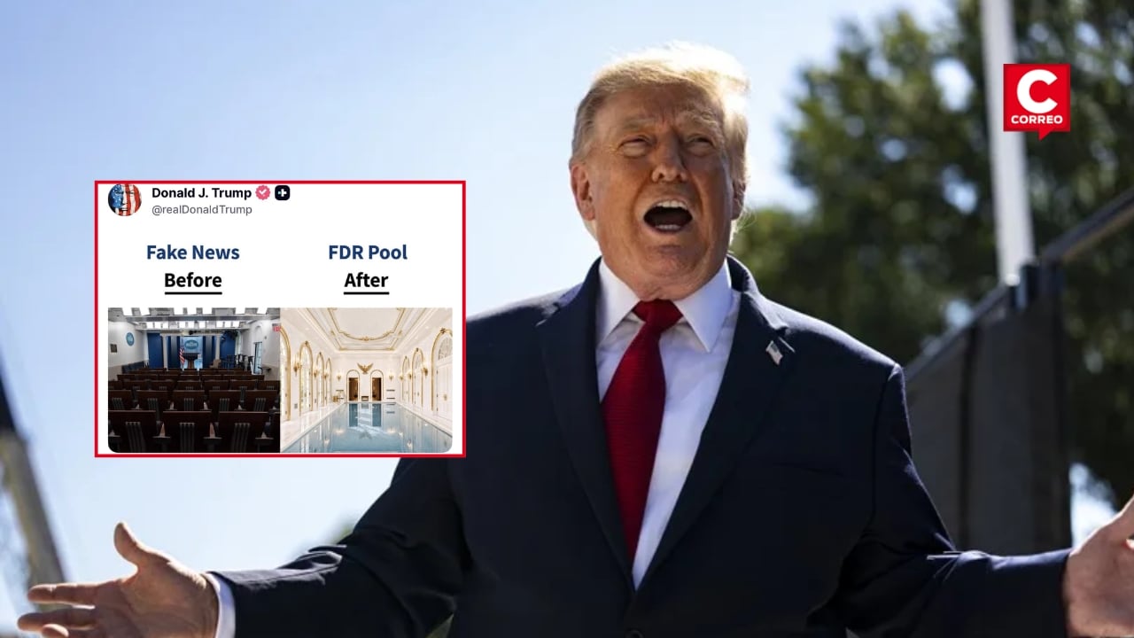 Trump propone construir una piscina en la sala de prensa de la Casa Blanca en medio de tensiones con medios. Composición: Diario Correo.