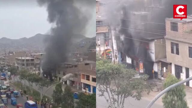 Incendio de gran magnitud consume almacén en la avenida del Muro en San Juan del Lurigancho