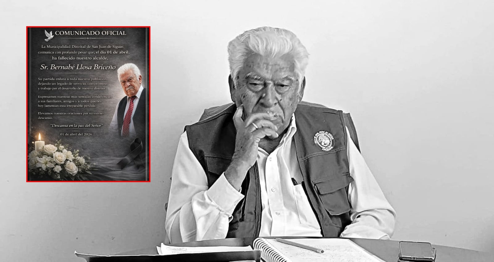 Fallece Bernabé Llosa Briceño, alcalde de San Juan de Siguas. Foto: Composición GEC.