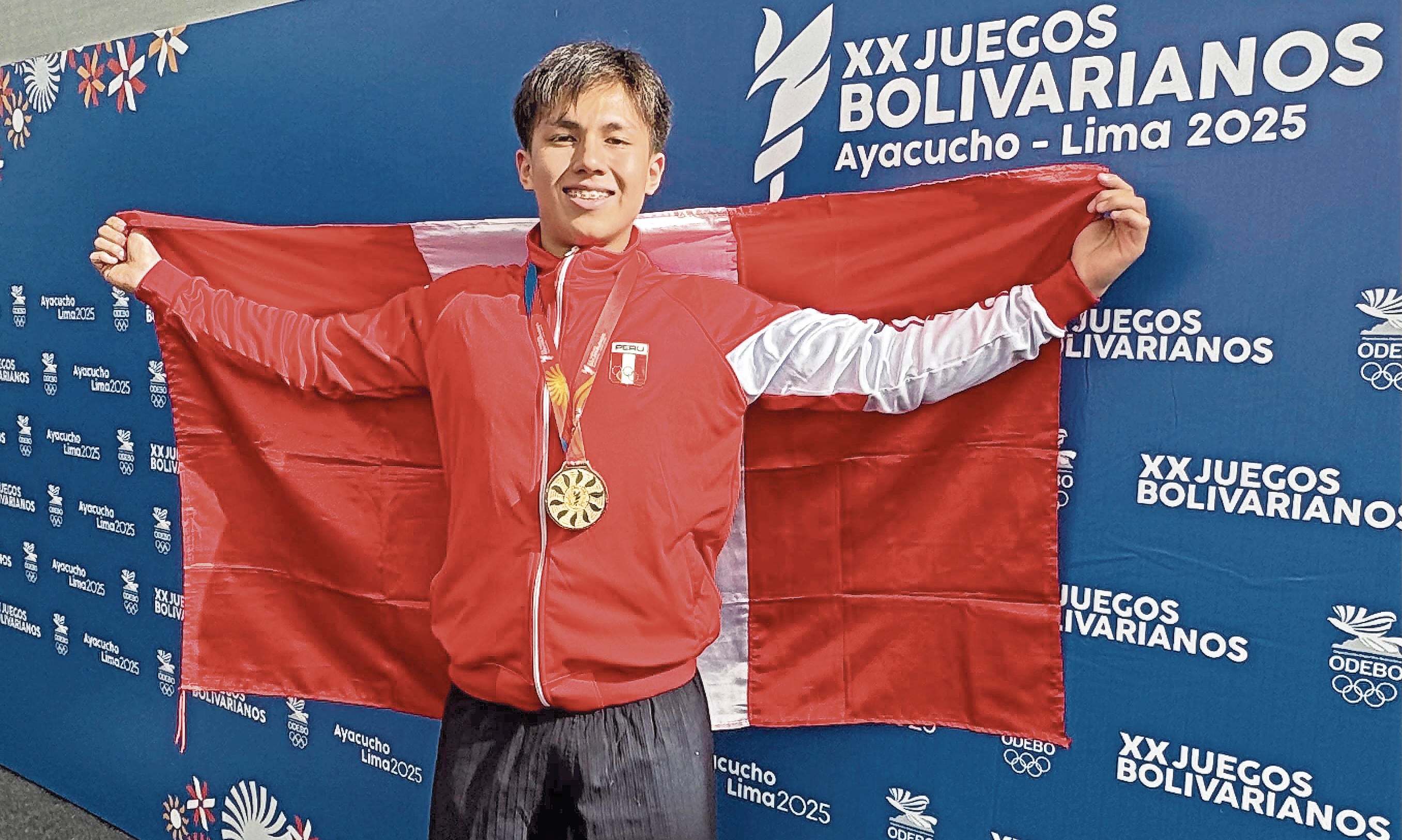 Arequipeño Rodrigo Subauste con la presea dorada en los Juegos Bolivarianos. Foto: R. Subauste.