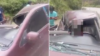 Roca cae sobre auto en la Carretera Central y deja un fallecido en San Rafael