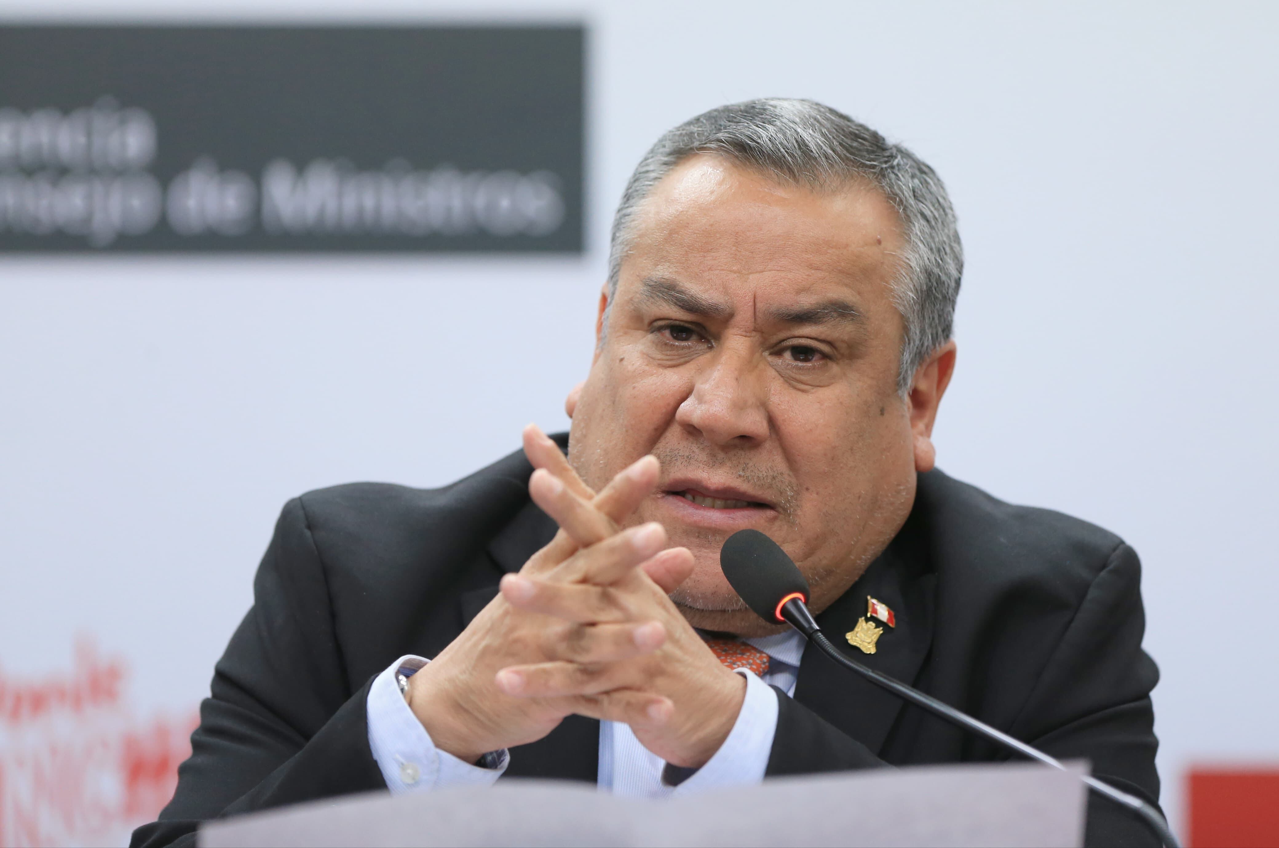 El jefe del Gabinete Ministerial, Gustavo Adrianzén, brindó una conferencia de prensa luego del Consejo de Ministros. (Foto: Cesar Bueno / @photo.gec)