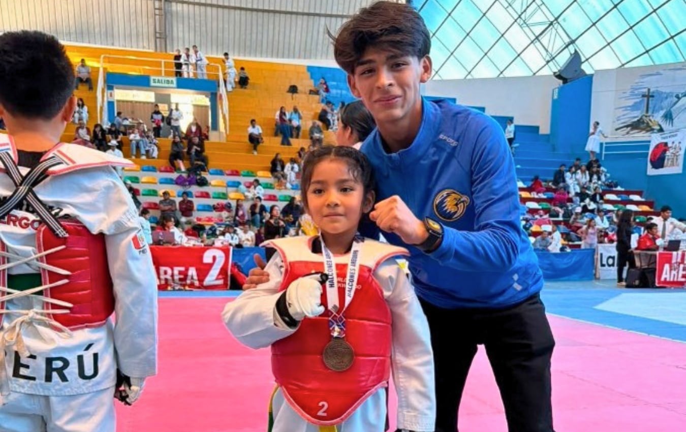 Morela Olazábal obtuvo la presea dorada en la categoría infantil, en e Campeonato Nacional de Taekwondo I Copa Ciudad de Arequipa 2026. Foto: