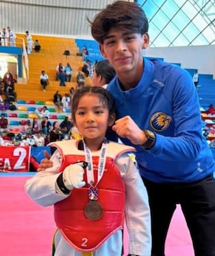 Morela Olazábal obtuvo la presea dorada en la categoría infantil, en e Campeonato Nacional de Taekwondo I Copa Ciudad de Arequipa 2026. Foto:
