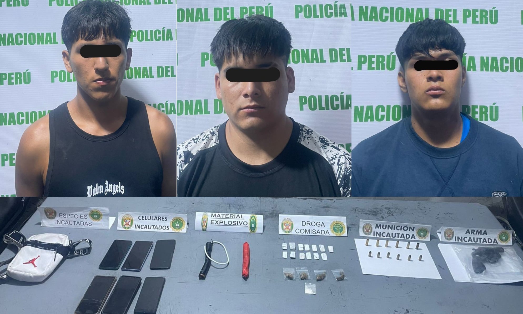 Policía los intervino con arma, explosivos y motocicletas robadas que habrían sido usadas en un crimen. Entre los que cayeron hay cinco menores de edad.