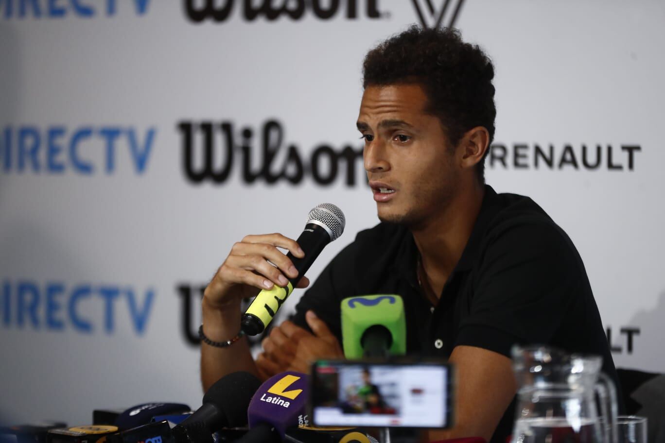 Conferencia de prensa del tenista nacional Juan Pablo Varillas después de su participación en el Roland Garros en dónde quedó en octavos de final. Fotos: César Campos/@photo.gec