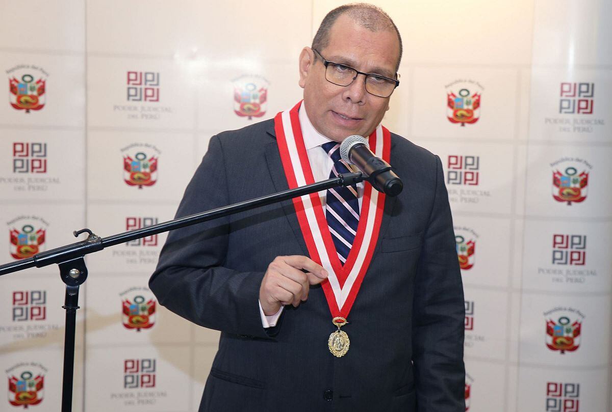 Javier Arévalo, presidente del Poder Judicial, brindó declaraciones a la prensa. (Foto: Andina)