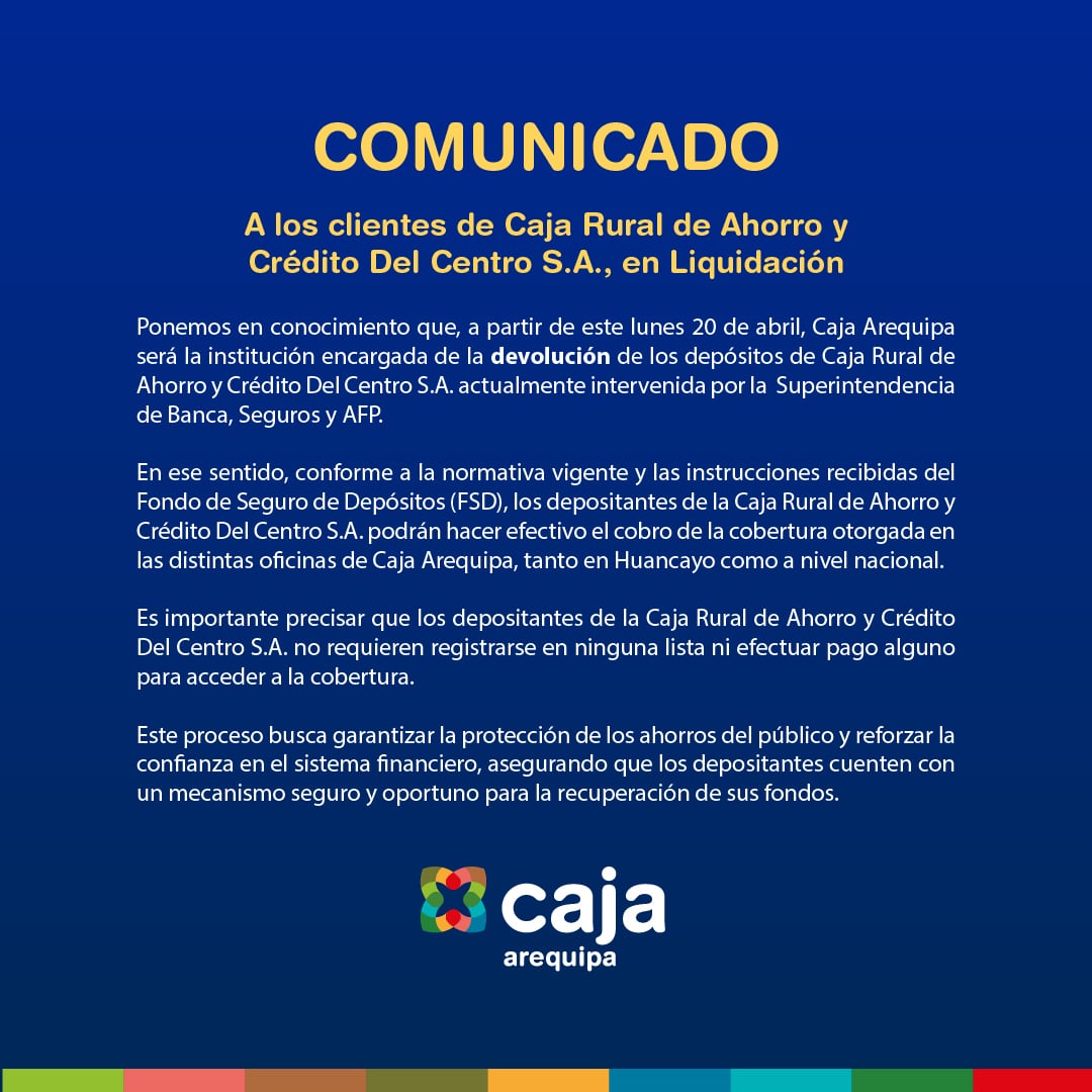 Comunicado de la Caja Arequipa
