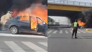 Auto se incendia en av. Universitaria en Cercado de Lima: Chofer habría utilizado GLP en vez de GNV debido a escasez