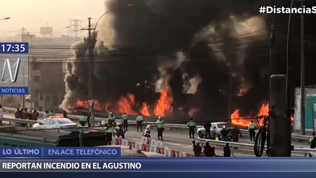 Incendio de grandes proporciones se registra en almacén situado en la Vía de Evitamiento en El Agustino