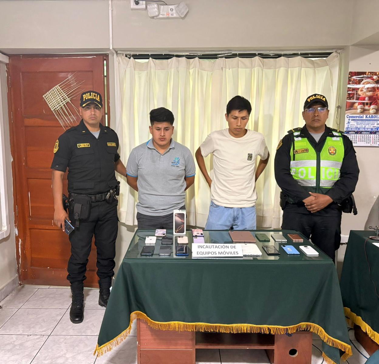Se intervino a Marco Mejía Mamani (24) y Luis Marín Huareccallo (21) con celulares robados. (Foto: Difusión)