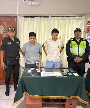 Se intervino a Marco Mejía Mamani (24) y Luis Marín Huareccallo (21) con celulares robados. (Foto: Difusión)