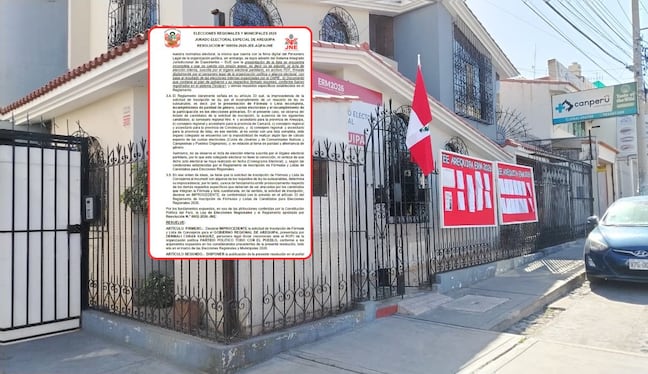 Partido Todo con el Pueblo queda fuera de las Elecciones Regionales en Arequipa