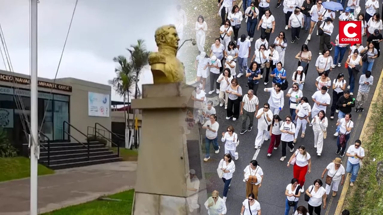 Liceo Naval: padres y docentes protestan frente al colegio y piden medidas contra la violencia escolar. Composición: Diario Correo.