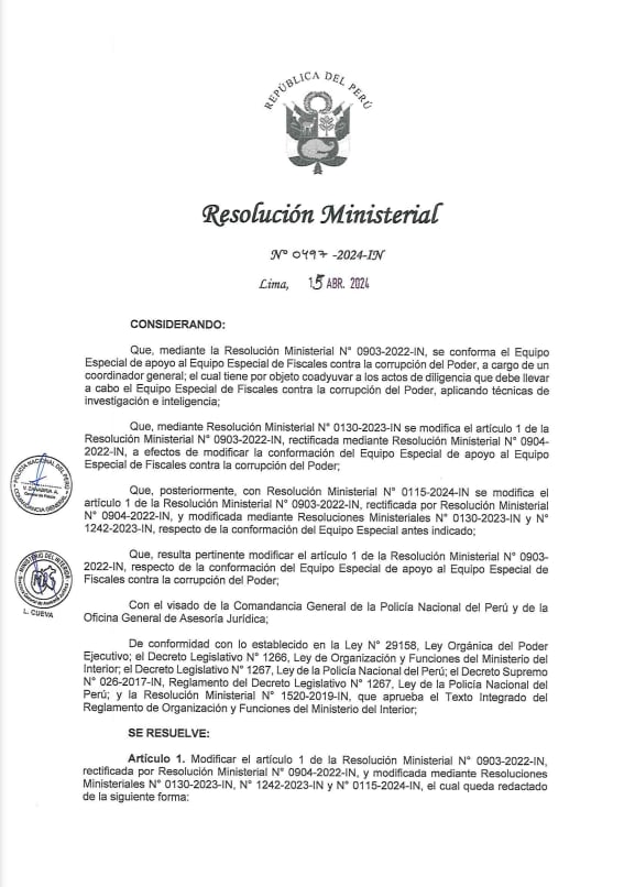 Ministerio del Interior oficializó la designación del coronel de la Policía Nacional Franco Moreno Panta como el nuevo jefe de la Diviac.