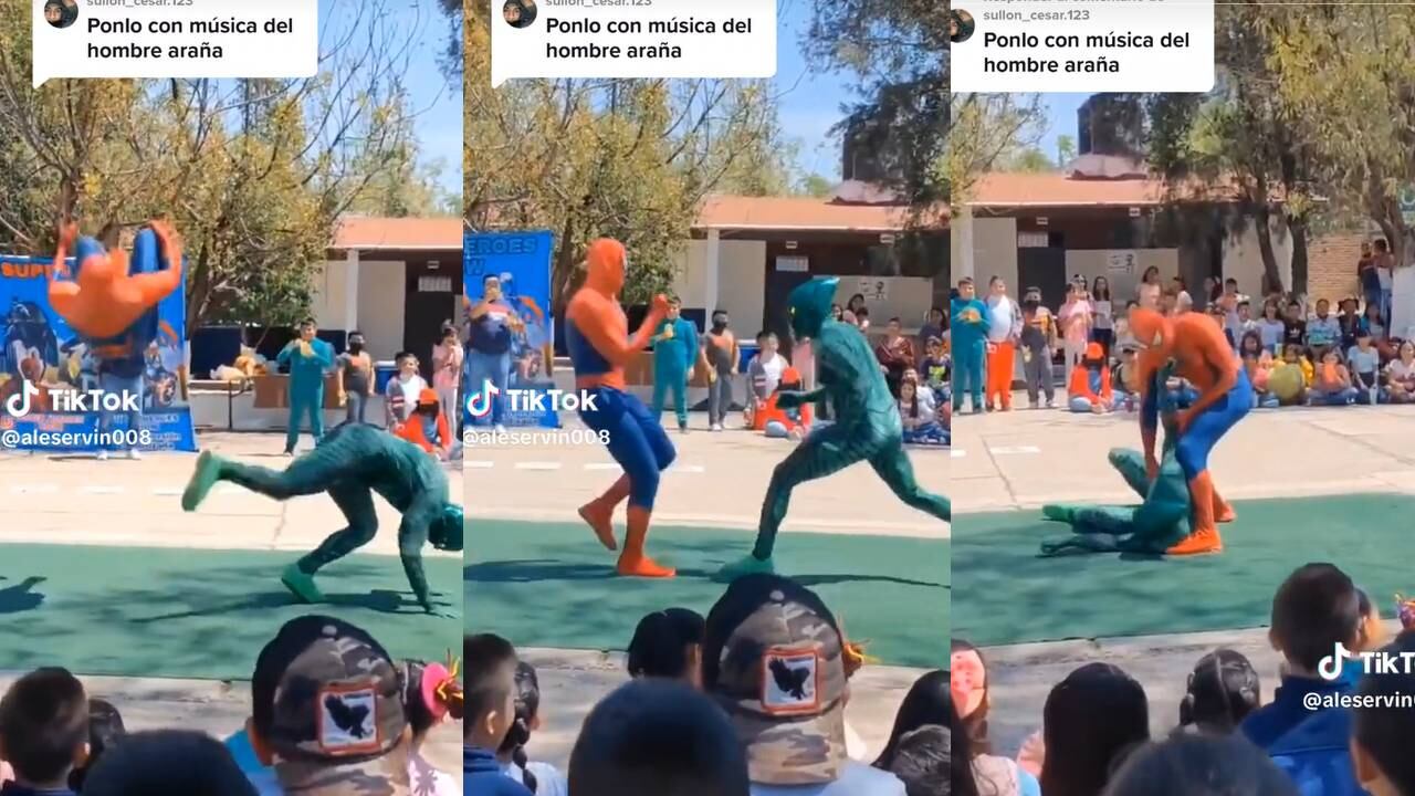 Spiderman y el Duende Verde peleando en un colegio. (Foto: composición EC)