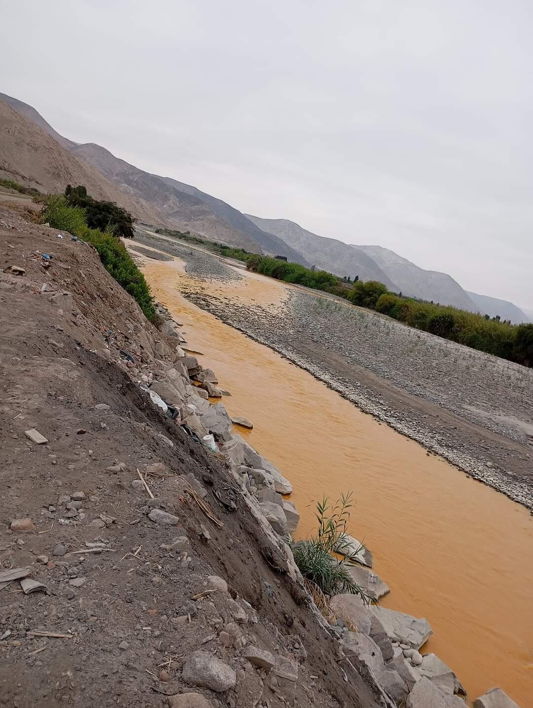 Coloración inusual en el río Tambo. (Foto: Difusión)