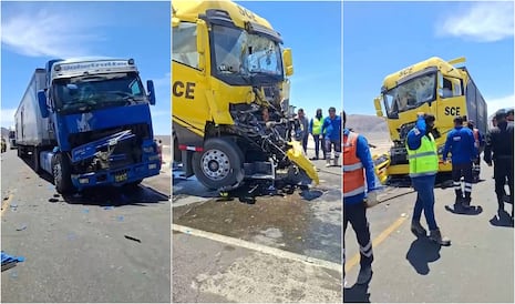 Panamericana Sur: Choque entre tres camiones tráiler en Nasca