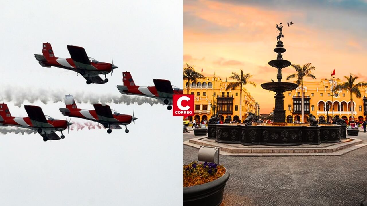 Aniversario de Lima: Escuadrilla Bicolor de la FAP brindará espectáculo aéreo gratuito este 17 y 18 de enero. Composición: Diario Correo.