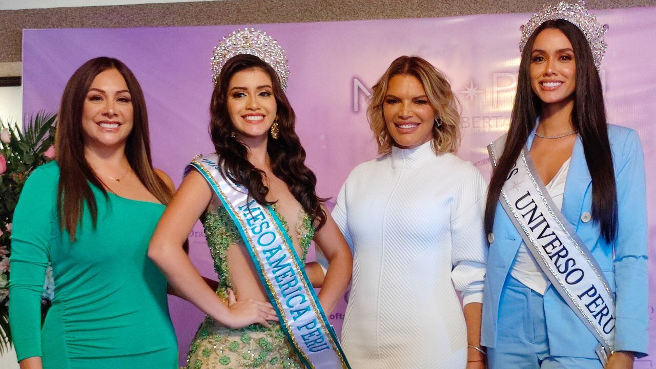 Jessica Newton, presidenta de la organización Miss Perú, junto a Camila Escribens, Miss Perú 2023, llegaron a la ciudad de Trujillo para coronación.