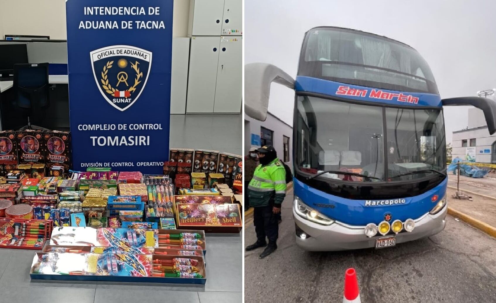 Intervención de artefactos pirotécnicos en el control aduanero Tomasiri