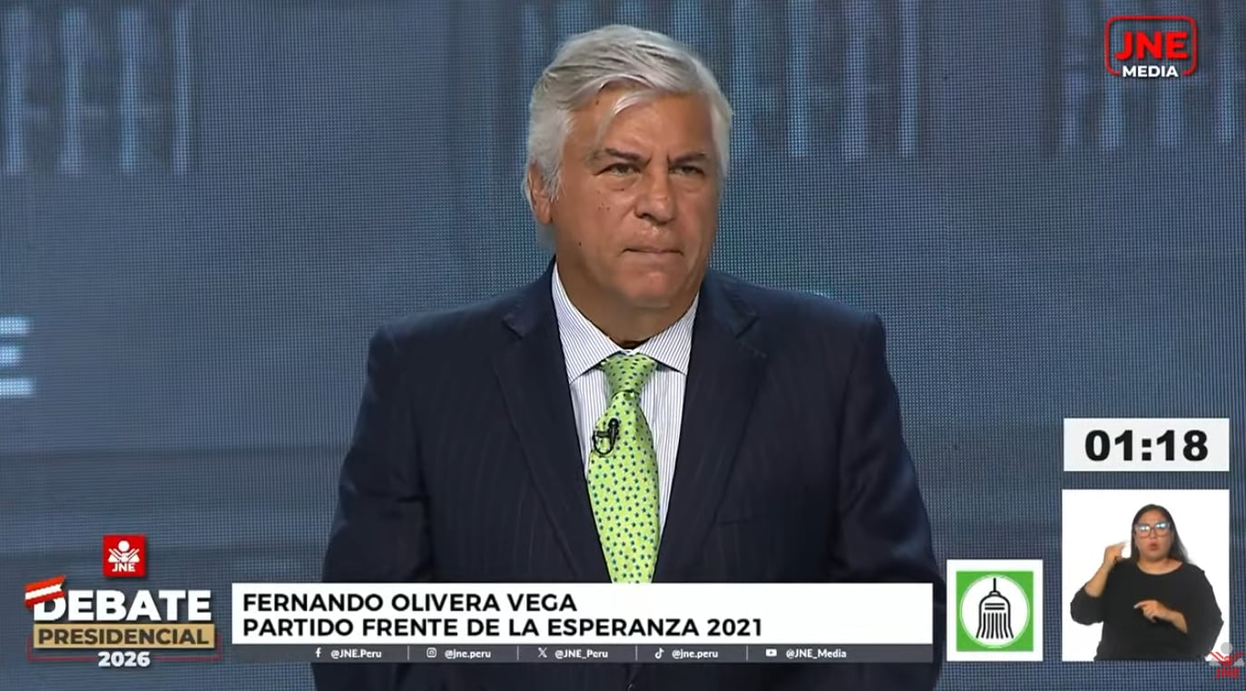 El candidato del Frente de la Esperanza 2021 respondió a una consulta sobre inclusión de personas con discapacidad y acceso a servicios públicos durante el bloque ciudadano. (Captura de imagen del JNE)