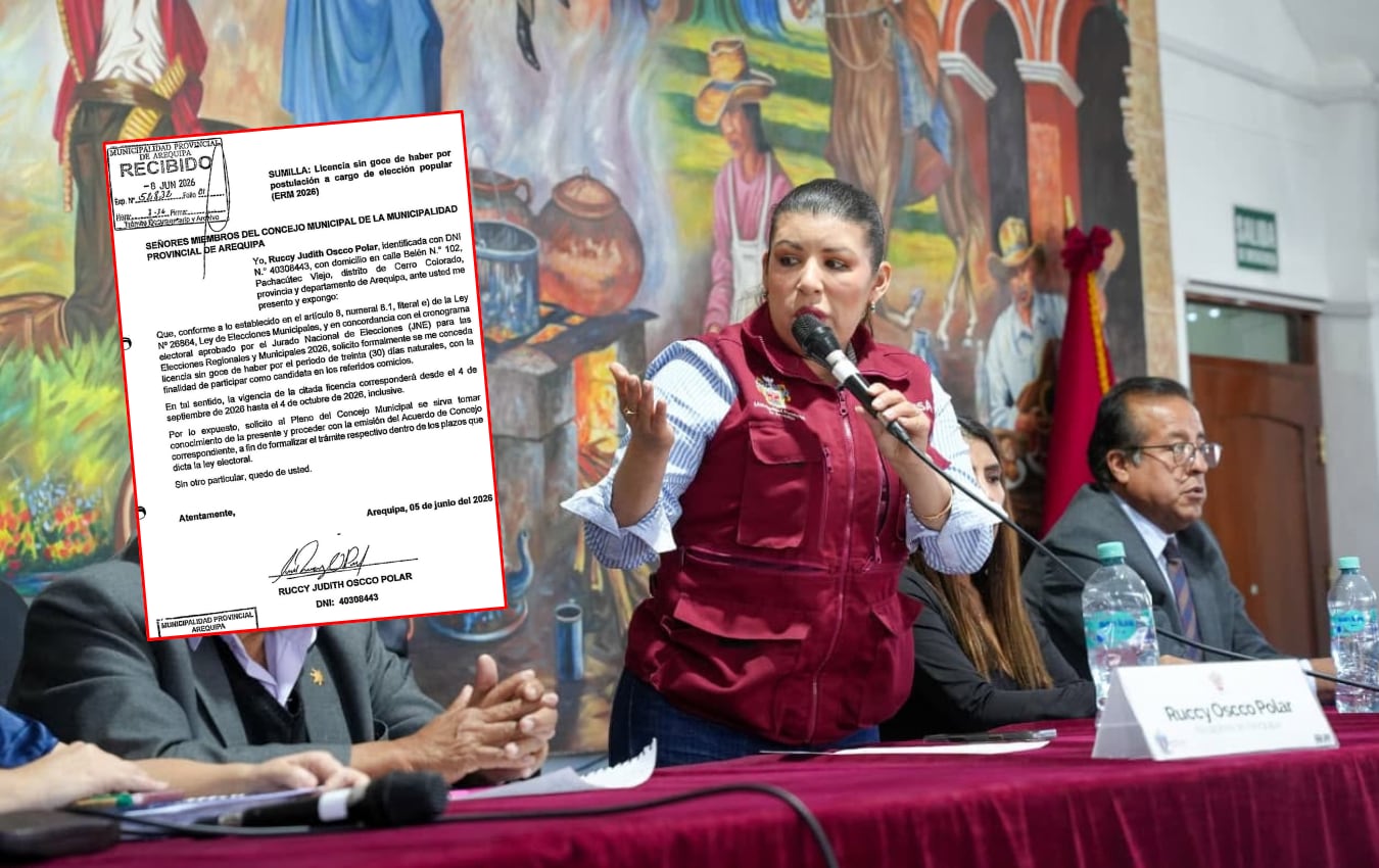 Alcaldesa de Arequipa, Ruccy Oscco, pide licencia para postular en las elecciones municipales 2026. Foto: GEC.