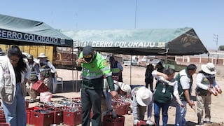 Eliminan contenido de 2 mil 700 botellas de bebidas alcohólicas en Arequipa