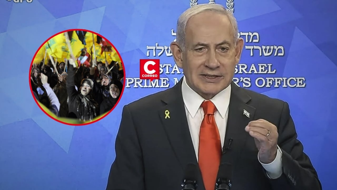 Benjamín Netanyahu ordena ataques “contundentes” contra Hizbulá en Líbano. Composición: Diario Correo.