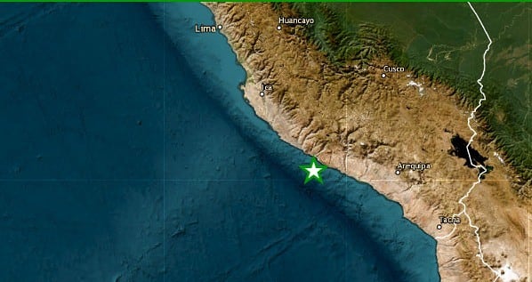 Sismo de 4.2 en Chala, Caravelí, Arequipa. Foto: Captura de pantalla/IGP.