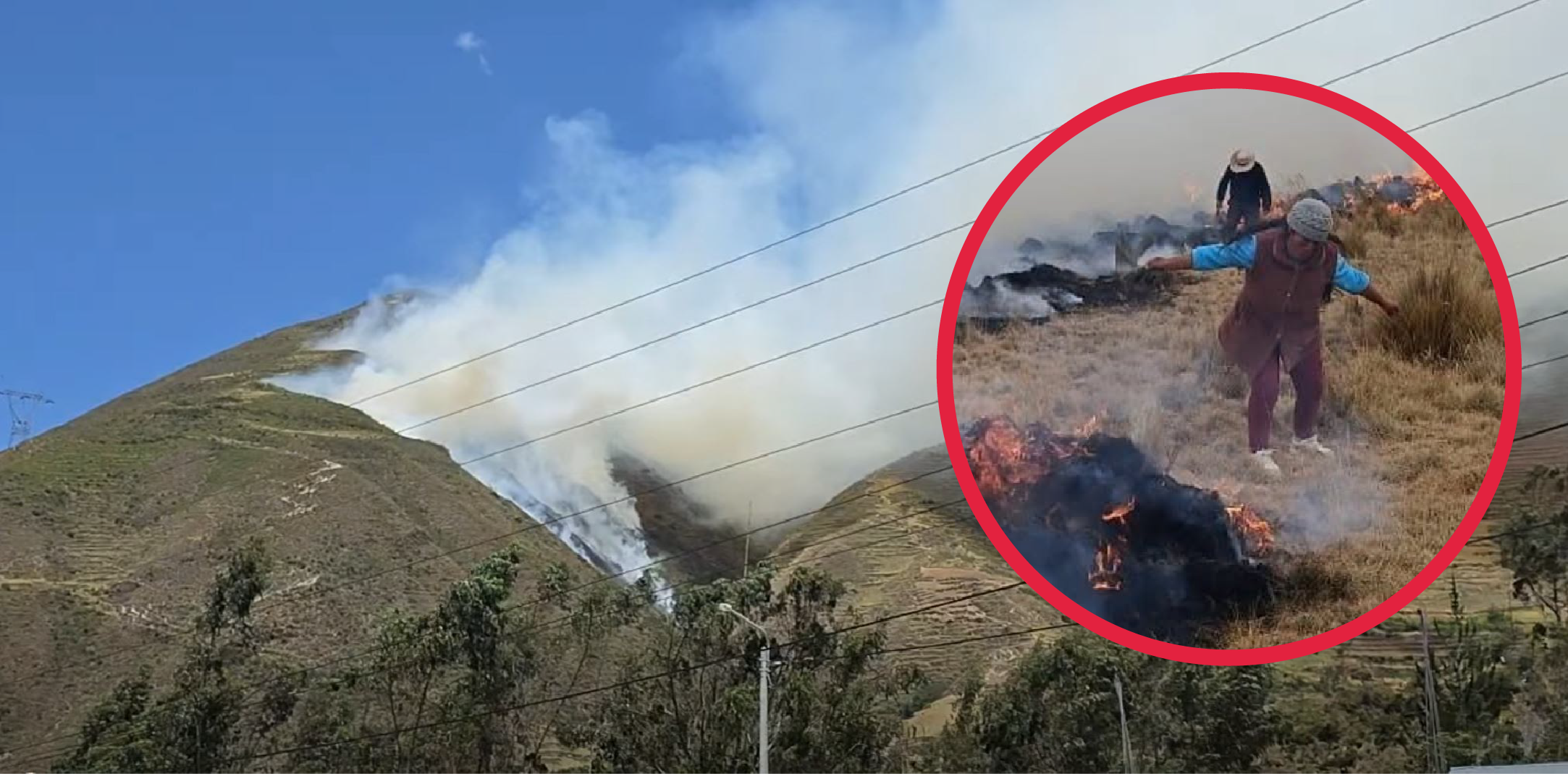 Pasco: dos incendios forestales movilizan a pobladores y amenazan pastizales